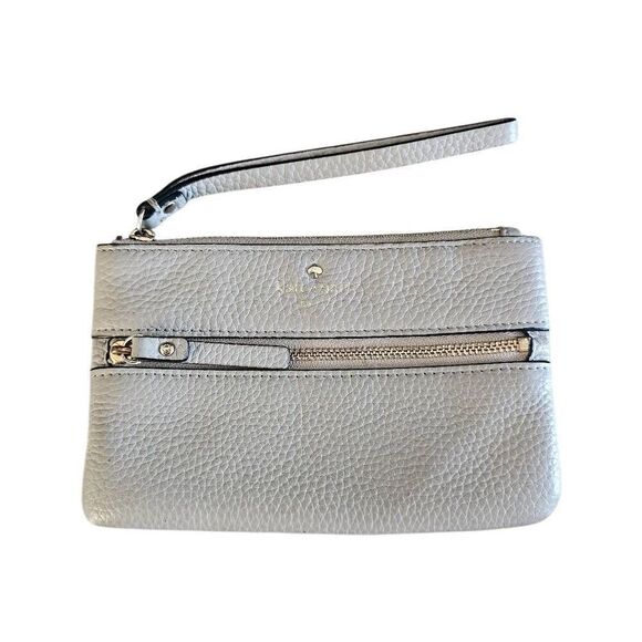 Kate spade tan pebbled leather Double Zip pockets Wristlet - Picture 4 of 8